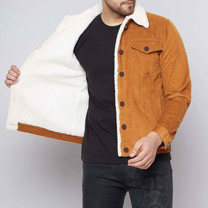Men's <b>Denim</b> Jacket with Sherpa Lining Button Front Eco-Friendly Vintage Winter Casual <b>Coat</b> Brown Regular Fit - Product Image 3
