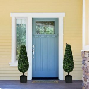 Set di 2 Alberi Topiari Artificiali Eleganti da 90 cm, Resistenti ai Raggi UV, per Interni ed Esterni, Design a Torre per Decorazione Casa - Product Image 6