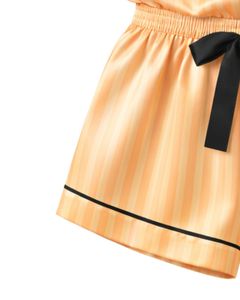 Customized Peach Satin Women Pajama Set Silk Sleepwear <b>Spaghetti</b> <b>Strap</b> Cami And Shorts Soft Luxury Nightwear Summer Lounge Set - Product Image 6