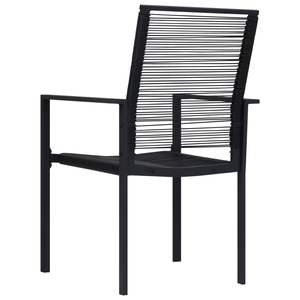 Ensemble de salle à manger en verre noir avec structure en acier thermolaqué et rotin creux en PVC pour l'extérieur - Product Image 6