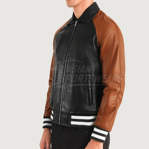 Nouvelle Arrivée Blousons d'Hiver en Cuir Véritable Écologiques Respirants Tendance Sportifs avec Logo Frontal pour Hommes - Product Image 2