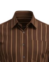 Kemeja Pria Coklat Garis Vertikal Slim Fit Kancing Depan Lengan Panjang Formal Kasual Kantor Bahan Campuran Katun OEM Custom