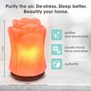 Lámpara de Sal Rosa del Himalaya Tallada a Mano con Forma de Flor, Precio de Fabricante, Luz Nocturna de Sal de Cristal para Decoración del Hogar - Product Image 3