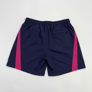 <b>Men's</b> Navy <b>Pink</b> Side Stripe Board <b>Shorts</b> Quick Dry Drawstring Mid Waist Casual Style 100% Polyester - Product Image 2