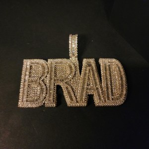 Hot Sale Personalized <b>Brad</b> Letter Pendant Necklace Cubic Zirconia Emerald Cut Pave Setting Gold Plated Unisex Hiphop Style - Product Image 4