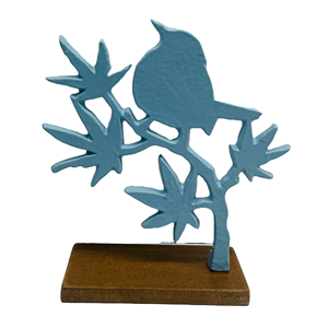 Pink Metal Flower Sculpture Modern <b>Art</b> Decor Tabletop Home Decoration Irregular Shape Wooden Base Ornament Single Piece - Product Image 4