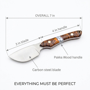 Couteau de survie à lame fixe BLADE MARK INDUSTRIES, acier 3CR13 de qualité industrielle, pointe tombante, pour camping et usage quotidien, manche en bois, étui en cuir - Product Image 2