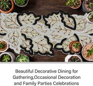 Handmade Beaded Rectangle Glass Tablemat Floral <b>Mosaic</b> Pattern Gold Multicolor Decorative Placemat Sami Handicrafts Uttar - Product Image 3