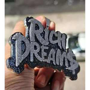 Colgante de Letra de Plata con Moissanita Rich Dreams, Joyería Personalizada con Incrustaciones, Estilo Casual/Deportivo, Brillante, Chapado en Oro, de Terceros - Product Image 3