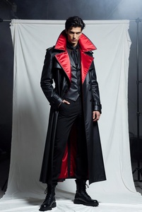 Abrigo Largo Impermeable de Cuero con Cuello Desmontable y Cremallera Frontal, Mezcla de Algodón, para Hombre, Otoño Invierno, Estilo Urbano - Product Image 1