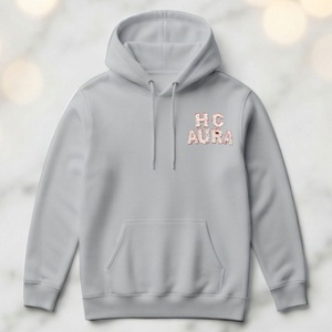 Top Quality Top Selling Sustainable Light Gray Color Custom Chenille Embroidery Logo Patch Professional Premium Quality <b>Hoodie</b> - Product Image 1