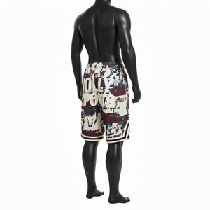 Short de basketball en maille polyester premium 180 GSM, crème, multicolore, imprimé par sublimation, panneau rayé, logo personnalisé - Product Image 5