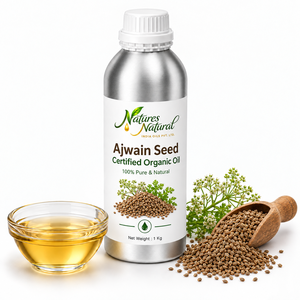 Aceite Esencial de Semilla de Ajwain, Aceite Esencial Orgánico Puro y Natural, 1 Kg, Botella Plateada para Masajes y Cuidado de la Piel - Product Image 1