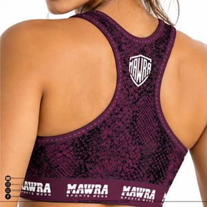 MAWRA Women's <b>Purple</b> Snake Print Racerback Sports Bra Medium Support Breathable Fitness Wear Scoop Neck Mesh Design Sports Bra - Product Image 4