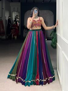 Lehenga Choli traditionnel multicolore en georgette réversible et extensible pour femme, idéal pour mariage, mariée, Ghagra, tenue ethnique indienne et pakistanaise pour fête - Product Image 6