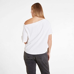 Women's New Jersey Loose Light Breathable <b>Off</b>-<b>The</b>-<b>Shoulder</b> <b>Top</b> For Summer Sports Casual Running Yoga Wear Embroidery T-Shirt - Product Image 2