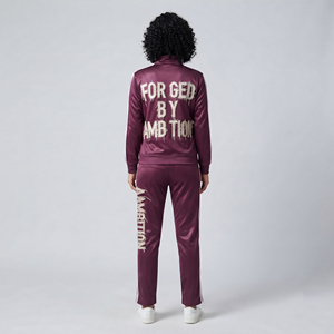 Conjunto de Sudadera con Capucha y Pantalones Deportivos para Mujer con Cremallera, Bordado Desgastado, Hombros Caídos y Sublimación - Product Image 5