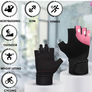 Econex Sports Red Half Finger Racing Gloves Adjustable Wrist <b>Strap</b> Non Slip Design Lightweight Velocity Race Gear Unisex Leather - Product Image 5