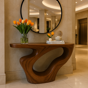 Mesa Consola de Madera Sólida Rústica Moderna OEM, Mueble Hecho a Mano, Mesa Estrecha para Entrada de Hotel, Apartamento, Sala de Estar - Product Image 4