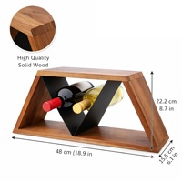 Porte-vin en bois vintage à double niveau |   Comptoir de rangement pour boissons, cuisine, bar |   Support durable en bois et métal non pliable