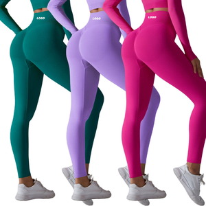 กางเกงโยคะขายดีสำหรับผู้หญิง เอวกลาง ผ้าเนื้อเดียวยืดได้สี่ทิศทาง ไร้ตะเข็บ ยกกระชับสะโพก ผ้ายืดหยุ่นสูง - Product Image 1