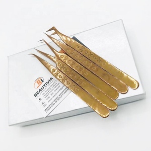 Pinzas profesionales de Extensión de pestañas de acero inoxidable probadas a mano con logotipo personalizado, puntiagudas con estampado de corazón, oro rosa, Plasma sostenible - Product Image 5