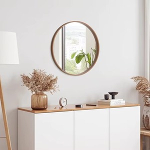Wood <b>Round</b> <b>Wall</b> <b>Mirror</b> with Wood Frame Handmade Contemporary Design for Bathroom Entryway Living Room-REHMAN CRAFT - Product Image 3