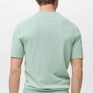 Camiseta de Punto Blanca Personalizada para Hombre, Estilo Veraniego, Simple, Holgada, 100% Algodón, Cuello Redondo, Manga Corta, OEM ODM - Product Image 6