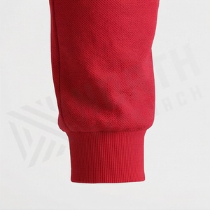 Ensemble de survêtement rouge à capuche pour homme, fermeture éclair intégrale, style sportif, avec poches latérales, respirant, en polyester et coton, idéal pour l'automne - Product Image 6