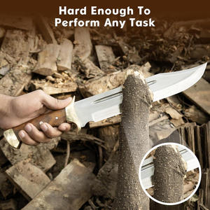 Cuchillo de Caza MORTAL BLADES, Personalizable, Hoja Fija de Acero Inoxidable, Mango de Madera de Palisandro, Cuchillo de Supervivencia para Exteriores y Camping con Funda - Product Image 2