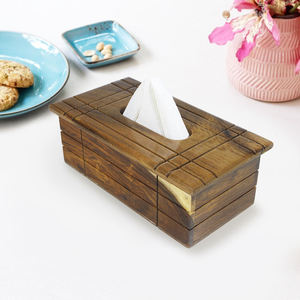 Porte-boîte à mouchoirs en bois durable pour la maison, le bureau et la voiture, distributeur de serviettes artisanal pour une décoration moderne de la maison - Product Image 6