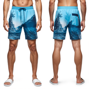 Shorts de Baño Premium para Hombre de Secado Rápido Aqua Motion con Estampado Digital Artístico Inspirado en el Agua y Ligeros para la Playa - Product Image 2