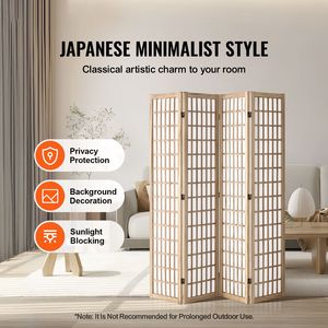 "Modern 4 Panel Japanese Room Divider-Portable Folding Privacy <b>Screen</b> for Indoor Use-Decorative Partition Dividers" - Product Image 2
