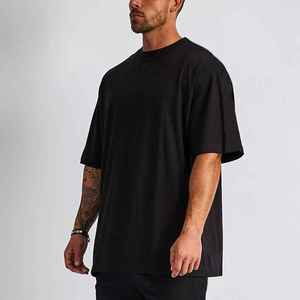 Camiseta de manga corta para hombre, 200 g, algodón, cuello redondo, color sólido, estilo simple, holgada, informal, en oferta, camiseta básica. - Product Image 3