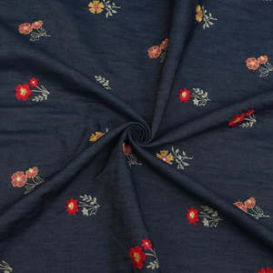 Tela vaquera de algodón con bordado para compradores de prendas de vestir, tela de encaje, tela para prendas de vestir, venta al por mayor, exportación, suministro de ropa de moda, Reino Unido - Product Image 1