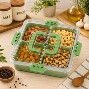 Square Green Plastic Multifunction Food <b>Storage</b> Container with Detachable Compartments for Kitchen Use - Product Image 6
