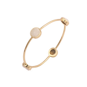 Brazalete Boho Hecho a Mano con Cristales de Azúcar Blancos y Baño de Oro, con Piedras Preciosas Naturales, Ideal para Aniversarios, Fiestas, Regalo de Joyería - Product Image 4
