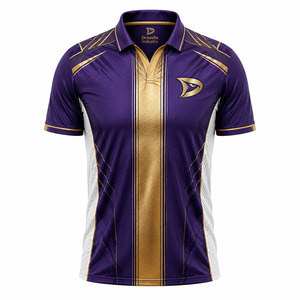 Maillot de cricket pour homme, violet et or, performance premium, polyester et élasthanne, imprimé, séchage rapide, uniforme d'équipe, chemise avec empiècements en mesh - Product Image 2