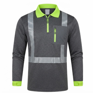 Polo de manga larga de alta visibilidad y calidad premium para adultos, reflectante, de secado rápido, que absorbe la humedad, ropa de trabajo, polos. - Product Image 1