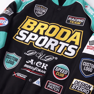 เสื้อแจ็คเก็ตบอมเบอร์ผ้าฝ้ายหนานุ่มระบายอากาศได้ดี สไตล์ F1 NASCAR ปักลายแบบ OEM เสื้อผ้าสตรีทแวร์สำหรับมอเตอร์สปอร์ต สั่งทำได้ - Product Image 5