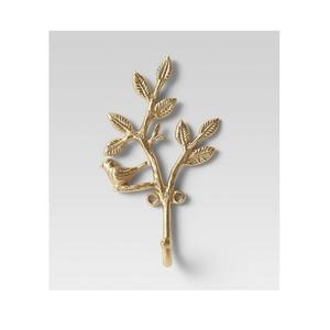 Juego de 6 ganchos con diseño de hoja, de metal color dorado de primera calidad, tamaño y forma personalizados, para montar en la pared. - Product Image 2