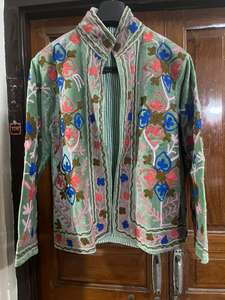 Chaqueta Corta de Terciopelo de Algodón con Bordado Suzani, Tejido Cosido a Mano, Unisex, para Invierno, para Mujer, para Fiestas - Product Image 5