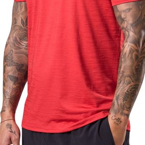 T-shirt de sport pour homme rouge Space Dye, col rond, manches courtes, pour entraînement, gym, course à pied, tenue décontractée - Product Image 5