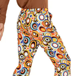 Pantalon évasé imprimé cercle coloré pour hommes, taille élastique, vêtements d'été décontractés - Product Image 3