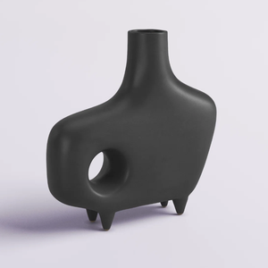 Creative Iron Decorative <b>Vase</b> Minimalist <b>Black</b> Metal <b>Flower</b> Vessel Unique Sculptural Table Centerpiece for Interior Design - Product Image 1