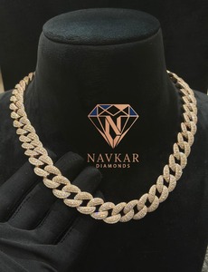 Cadena Cubana de Plata 925 con Baño de Oro Real de 14k y Diamantes Moissanite VVS1 para Hombre, Disponible al Mejor Precio - Product Image 4