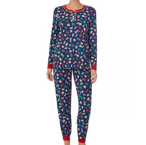 Conjunto de Pijamas de Verano para Mujer, Elegante, Cómodo, de Alta Calidad, Diseño Personalizado, Cintura Elástica, Cuello Redondo, Manga Larga - Product Image 1