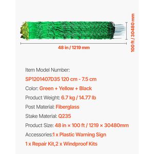 Rete Elettrica per Recinzione Animale 122 cm H x 30,5 m L, Kit Recinzione in Rete PE con Pali a Doppia Punta e Rete Portatile Multiuso - Product Image 1