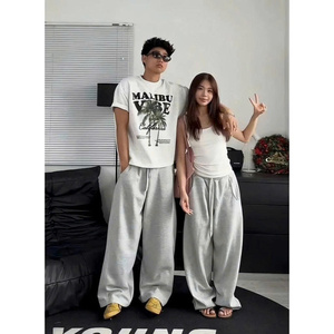 กางเกงขายาวเวียดนาม ป้องกันการเป็นขุย ระบายอากาศได้ดี สวมใส่สบาย แห้งเร็ว ผลิตจากโพลีเอสเตอร์/ผ้าฝ้ายผสม ย้อมสีพื้น ทรงหลวม/ขากว้าง - Product Image 5