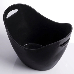 Luxury Black Powder Coating Metal Wine <b>Ice</b> Bucket With Cutout Handles Wave Top Curved Party Champagne Beverage Tub Supply - Product Image 5